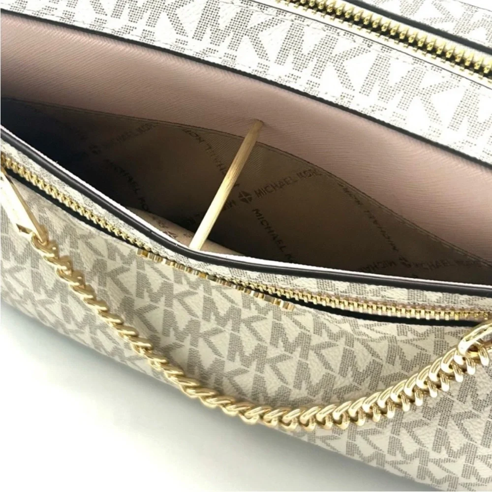 Michael Kors Jet Set LG Signature Logo Crossbody Bag & Matching TZ Coinpouch ID - Picture 8 of 14